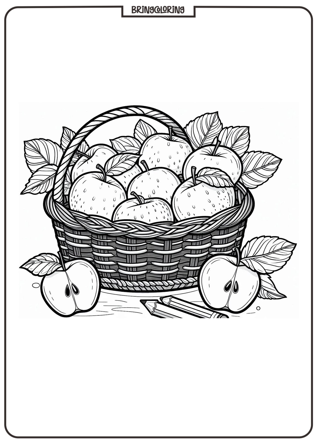 Apple Basket Coloring Page for Kids
