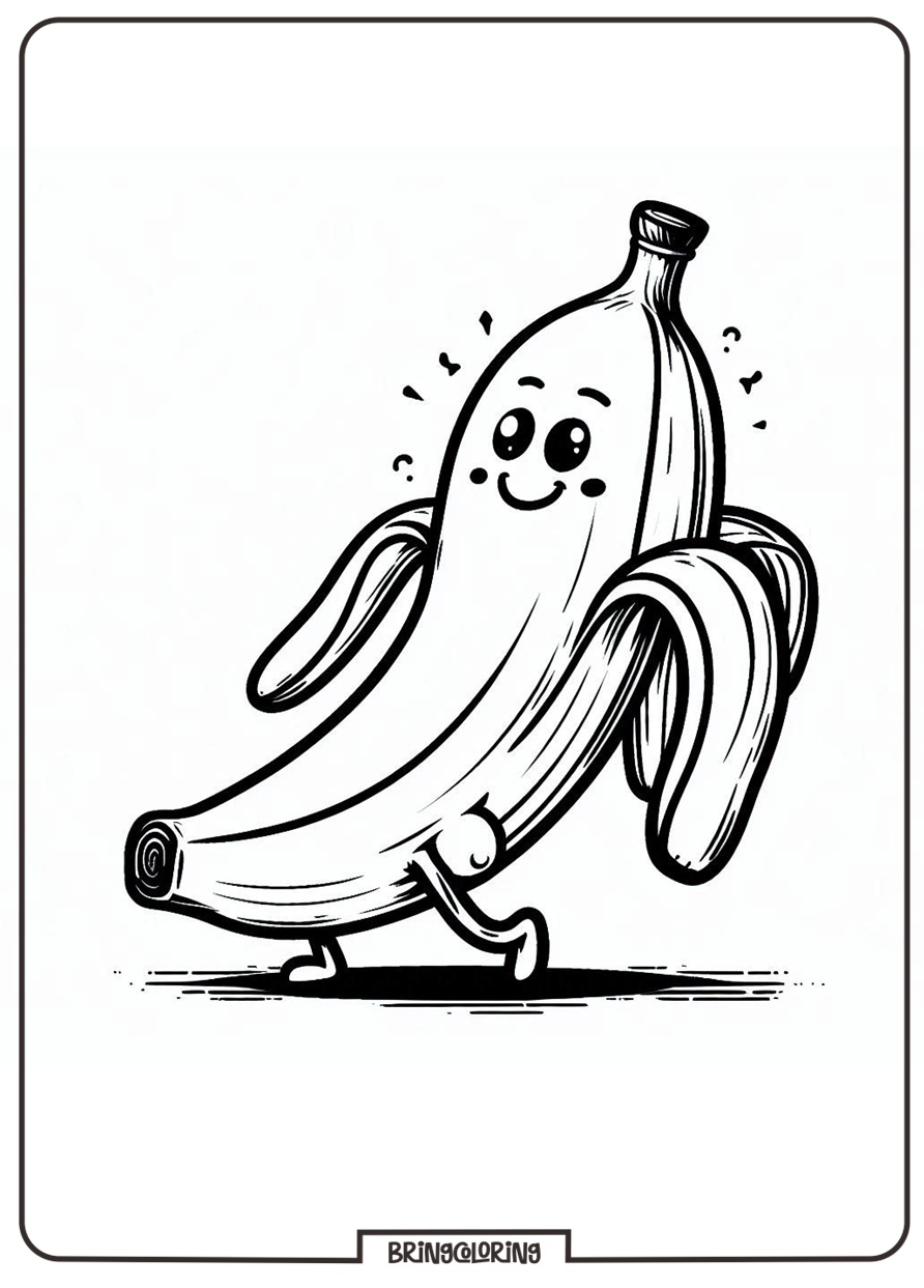Banana Coloring Page for Kids