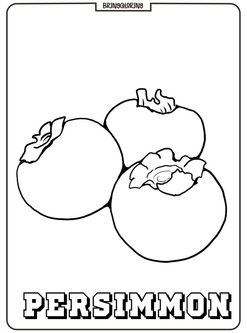 Online persimmon fruit coloring pages