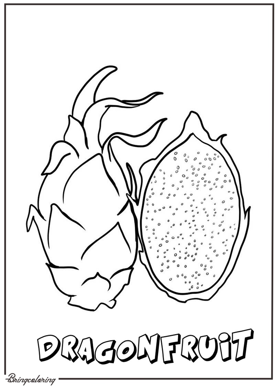 dragon fruit coloring page for kids