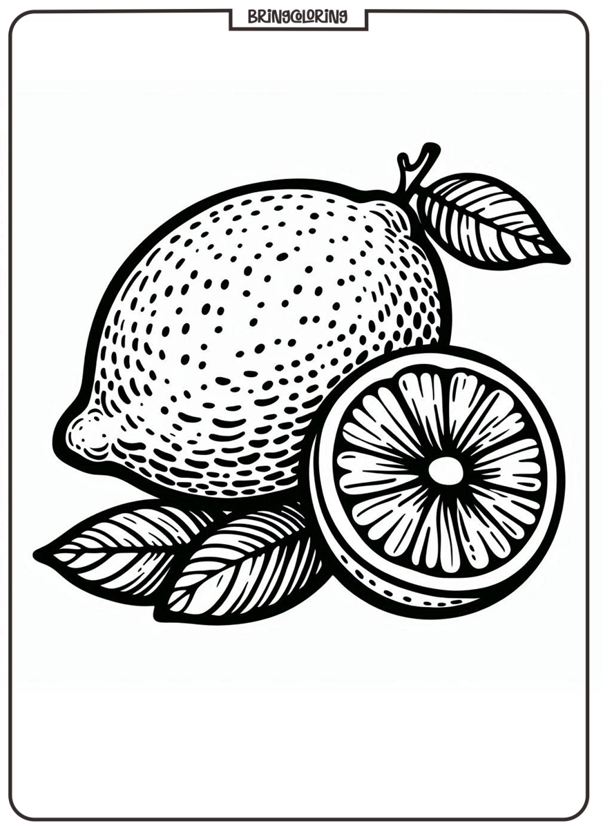 lemon fruit coloring page for kids