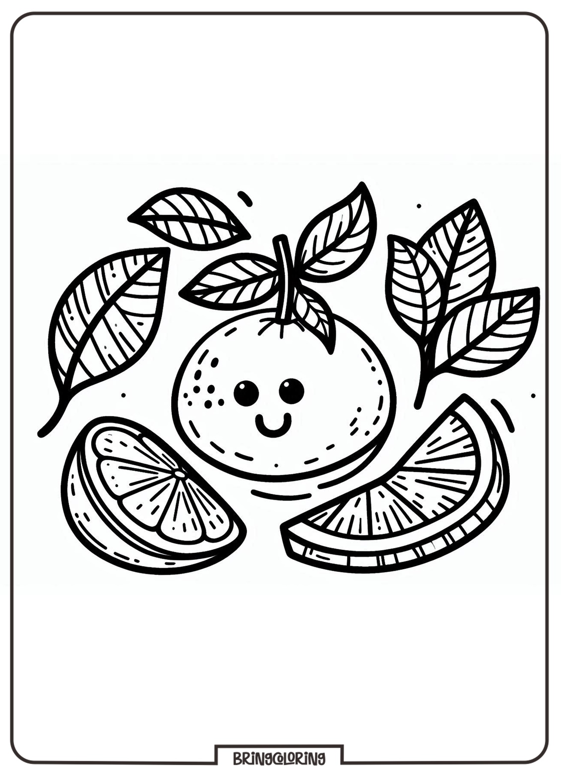 orange fruit coloring page for kids