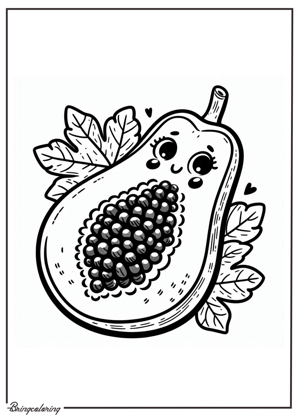 papaya fruit coloring pages for kids