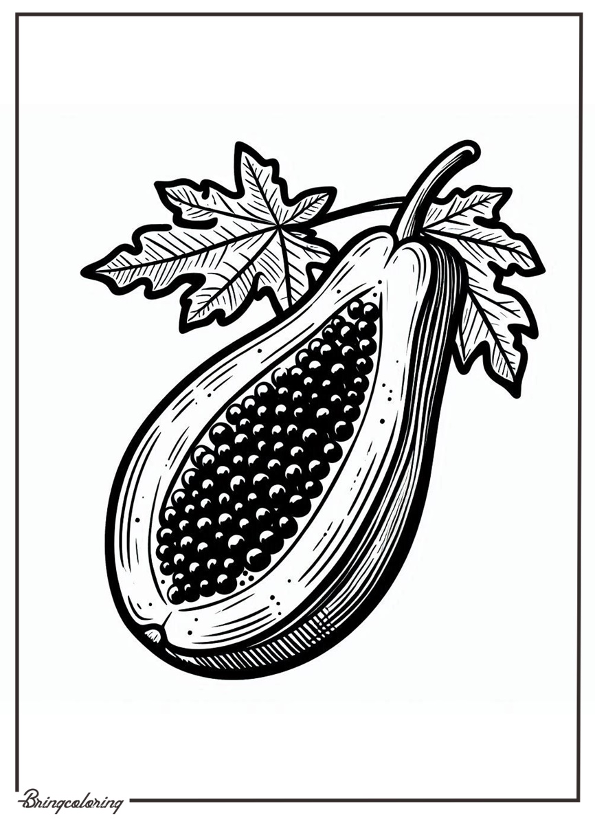 papaya fruit coloring pages online