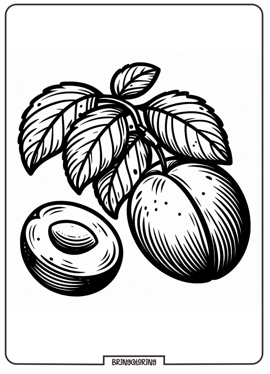 plum fruit coloring page for kids