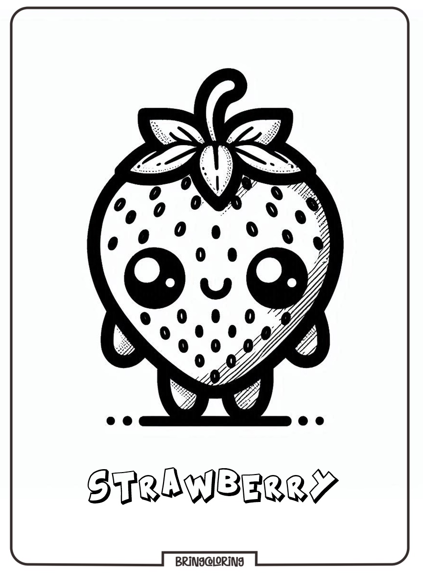 strawberry coloring page for kids