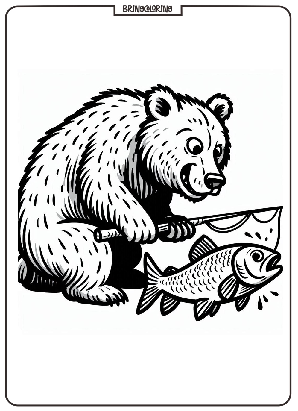 Bear Catching Fish Coloring Pages Online for Kids Bear Catching Fish Coloring Pages Online for Kids