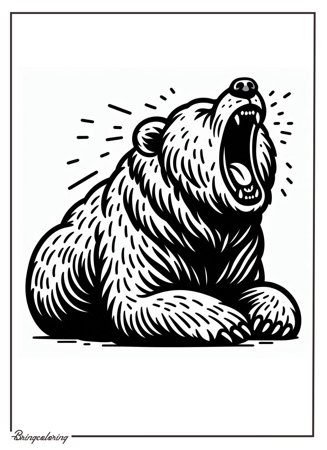 Bear Roaring Coloring Page Online Bear Roaring Coloring Page Online