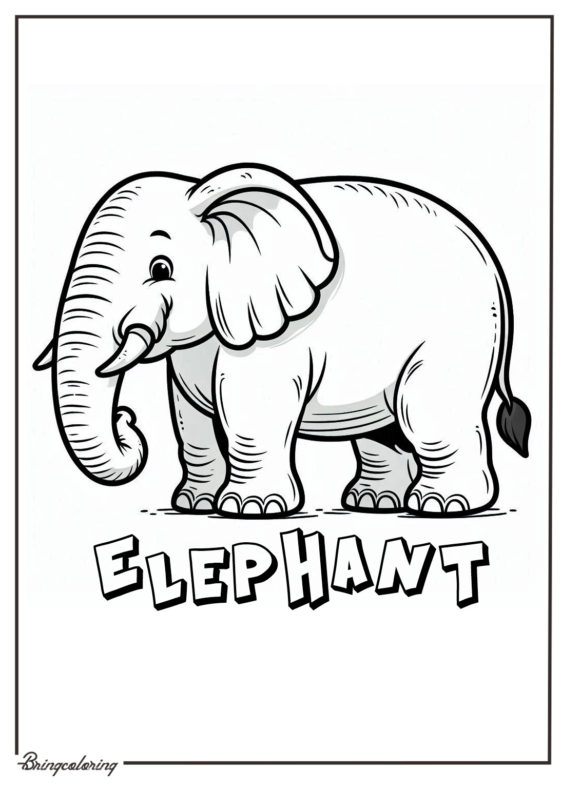 Easy Elephant Coloring page online for kids Easy Elephant Coloring page online for kids