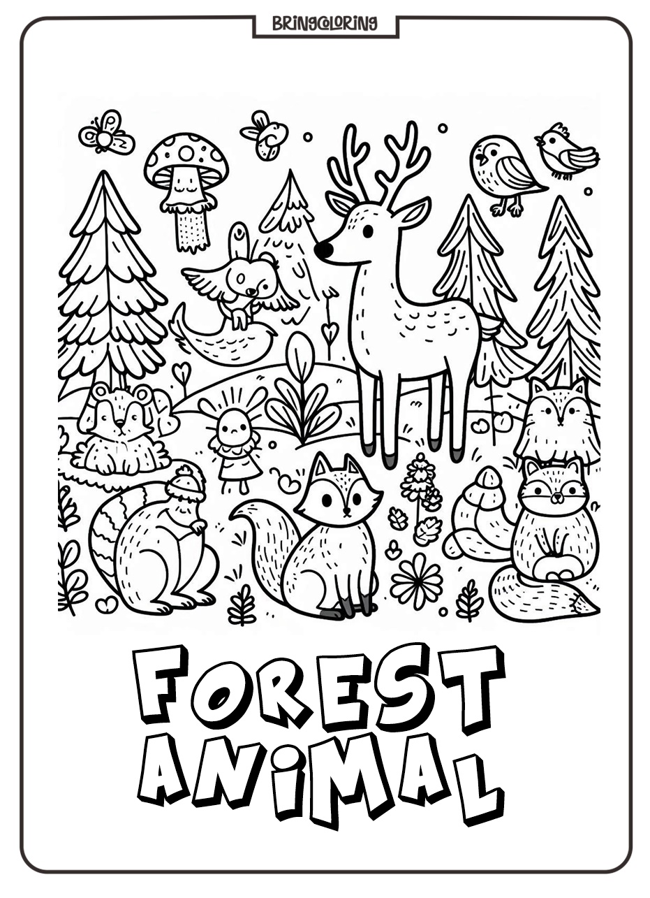 Forest Animals Coloring Pages Online for Kid