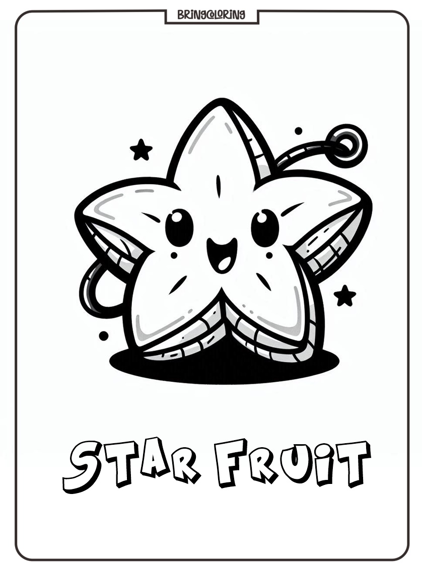 Starfruit coloring page for kids Starfruit coloring page for kids