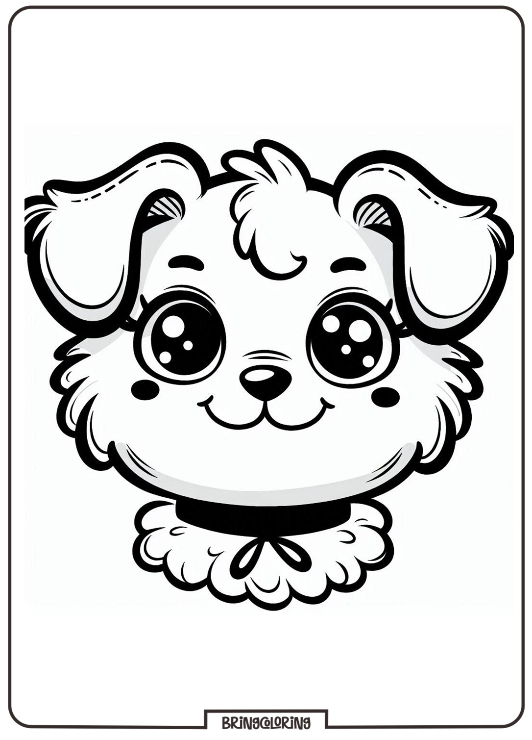cute dog face coloring page online