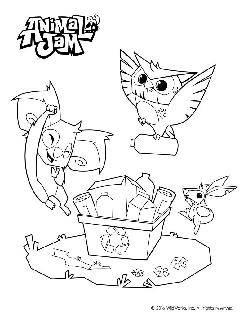 Animal Jam Coloring Pages Wolf Monkey Bunny Free