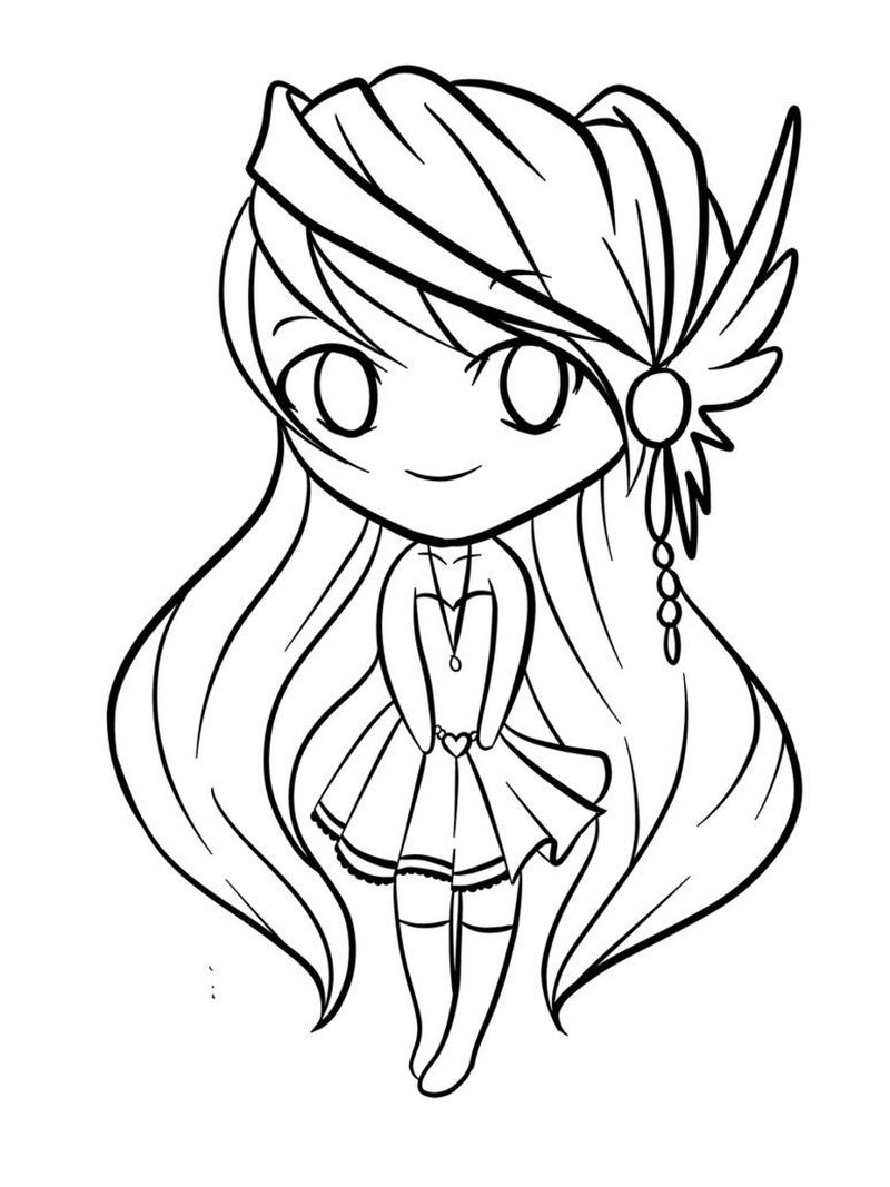 Anime Girl Chibi Coloring Pages free