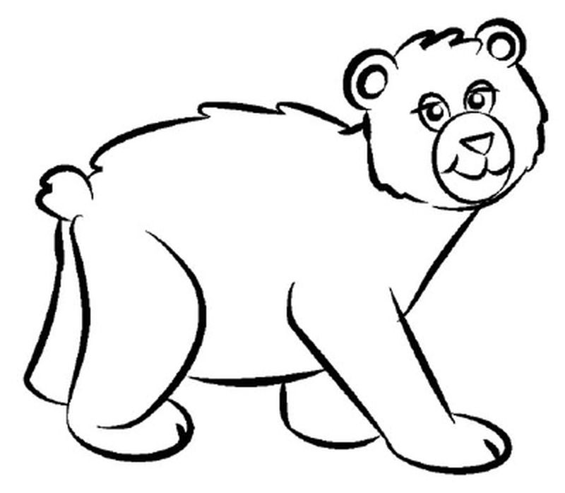 Bear And Flower Coloring Page