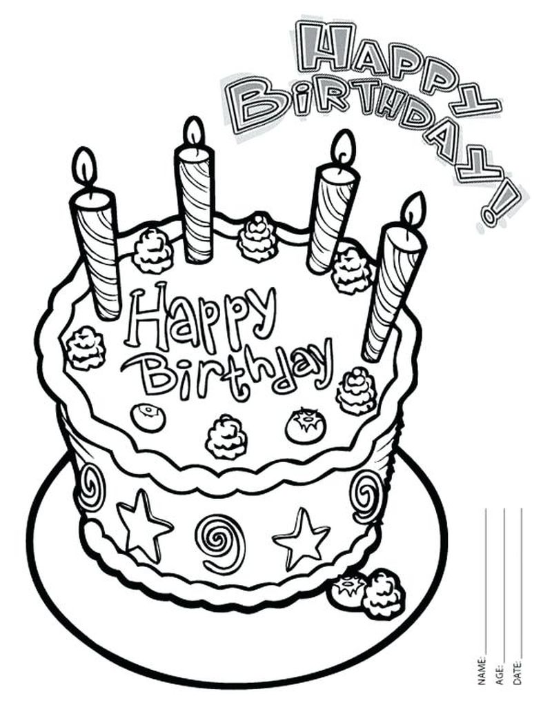 Birthday Cake And Candles Coloring Page