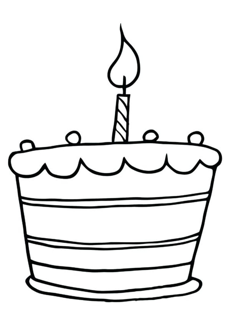 Birthday Cake Coloring Page For Kindergarten