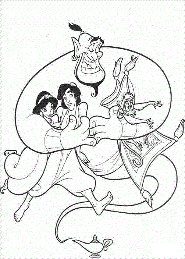 Genie Aladdin Coloring Page