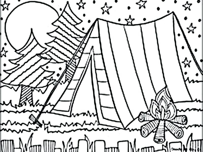 Marshmallow Camping Coloring Pages Free