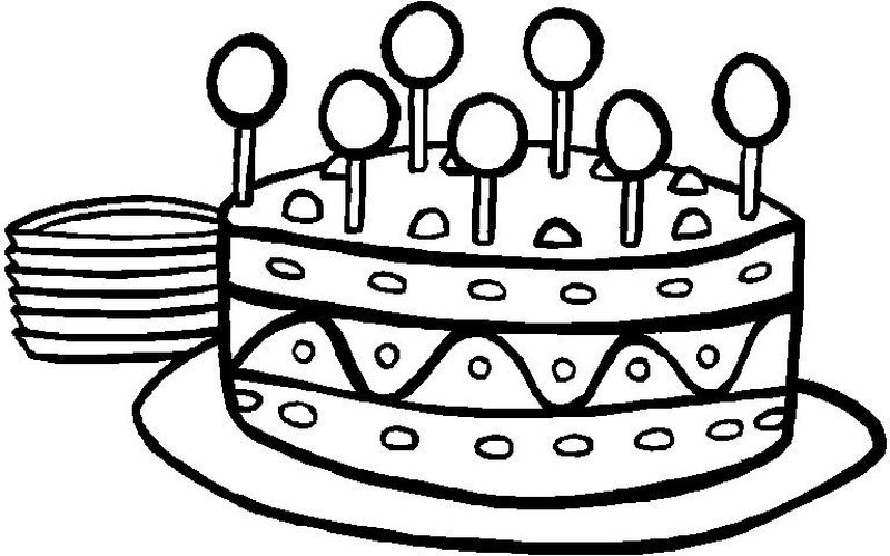 Plain Birthday Cake Coloring Page