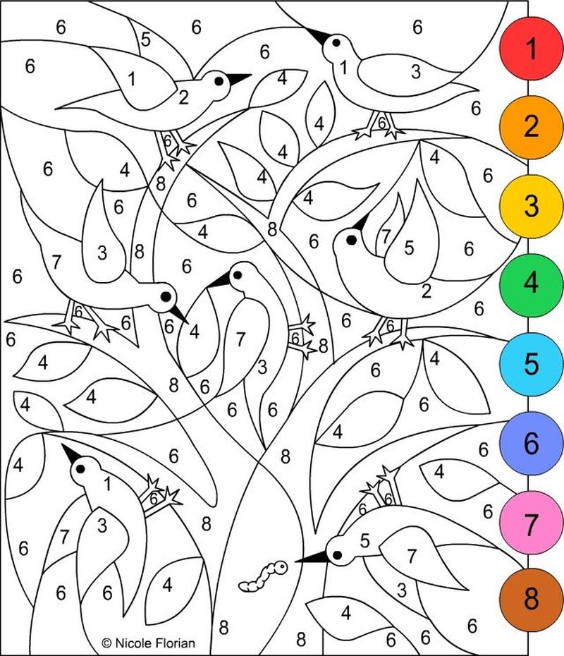 Printable Free Printable Hard Color By Number Coloring Pages