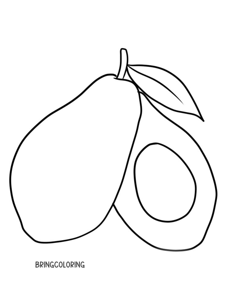 avocado coloring page print pdf