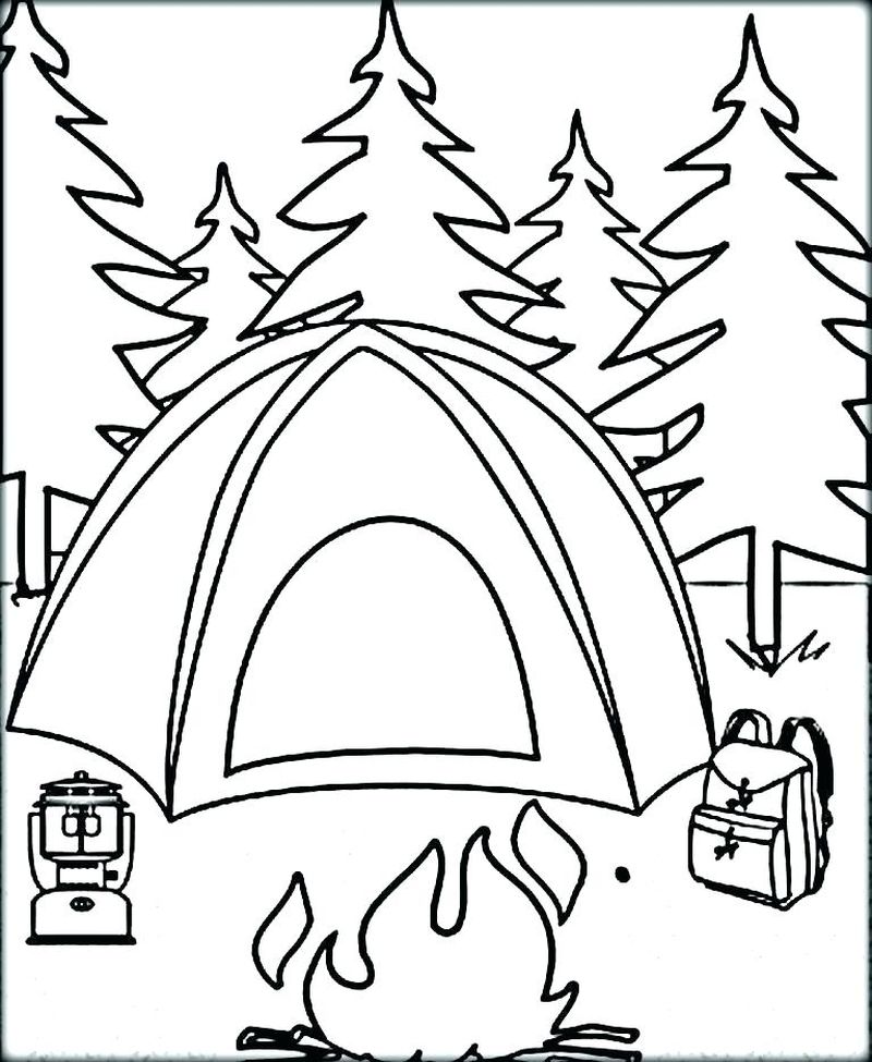 camping cartoon coloring pages