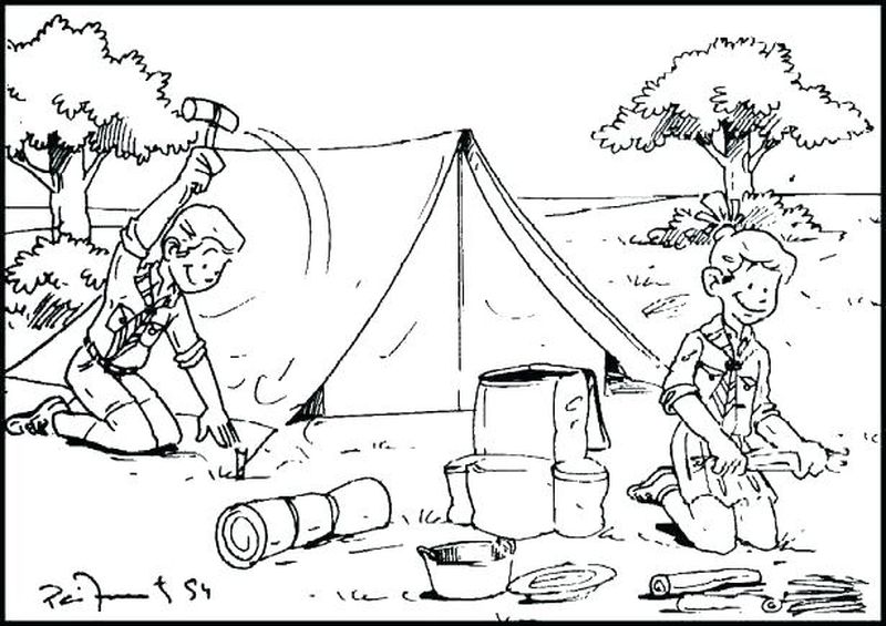 camping colouring pages for preschoolers