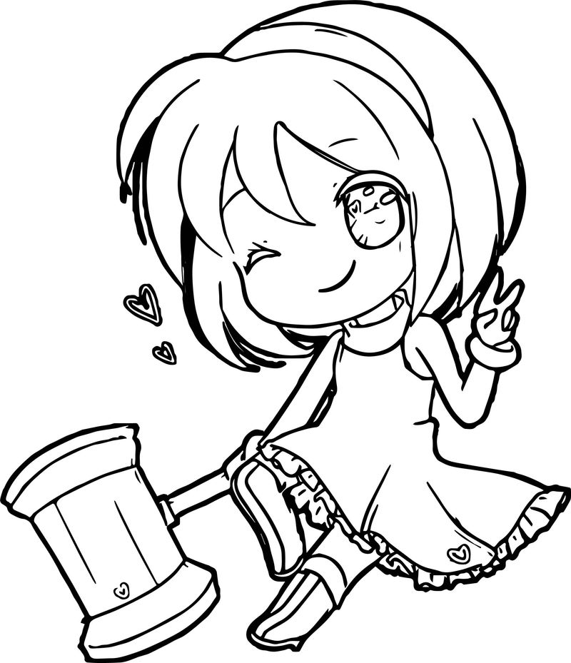 chibi coloring pages easy