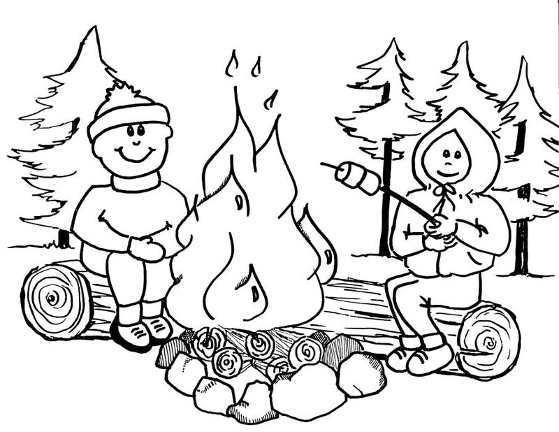 tent camping coloring pages