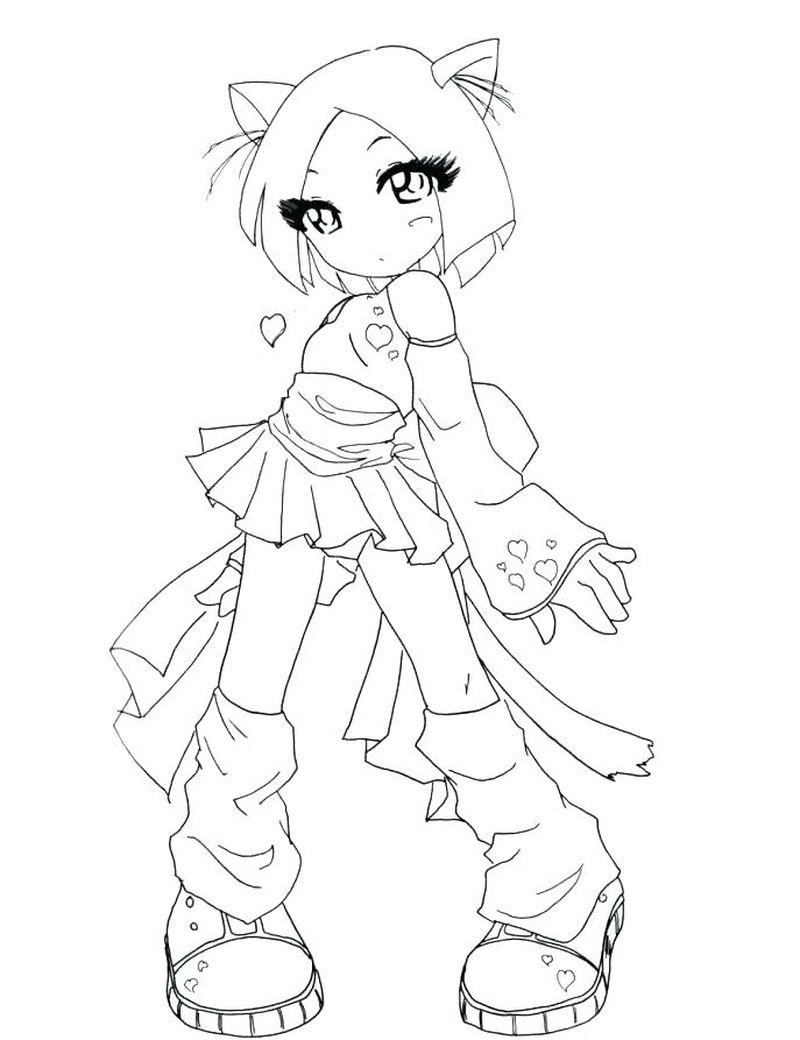 Anime Coloring Pages Girl Blank