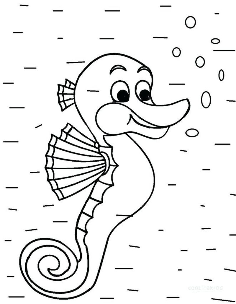 Mermaid And Seahorse Coloring Pages