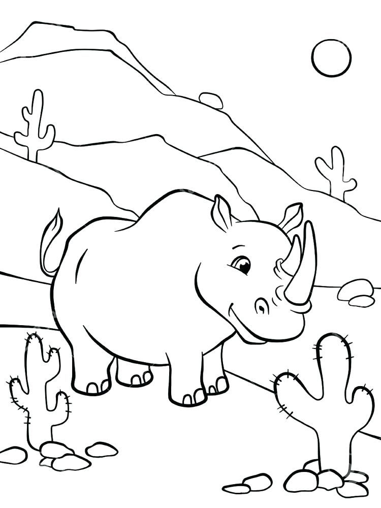 Printable Baby Rhino Coloring Page