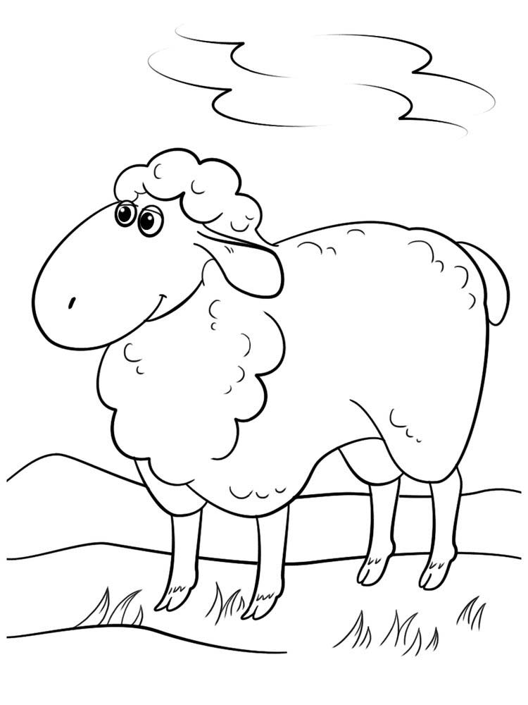 Printable Cartoon Sheep Coloring Pages