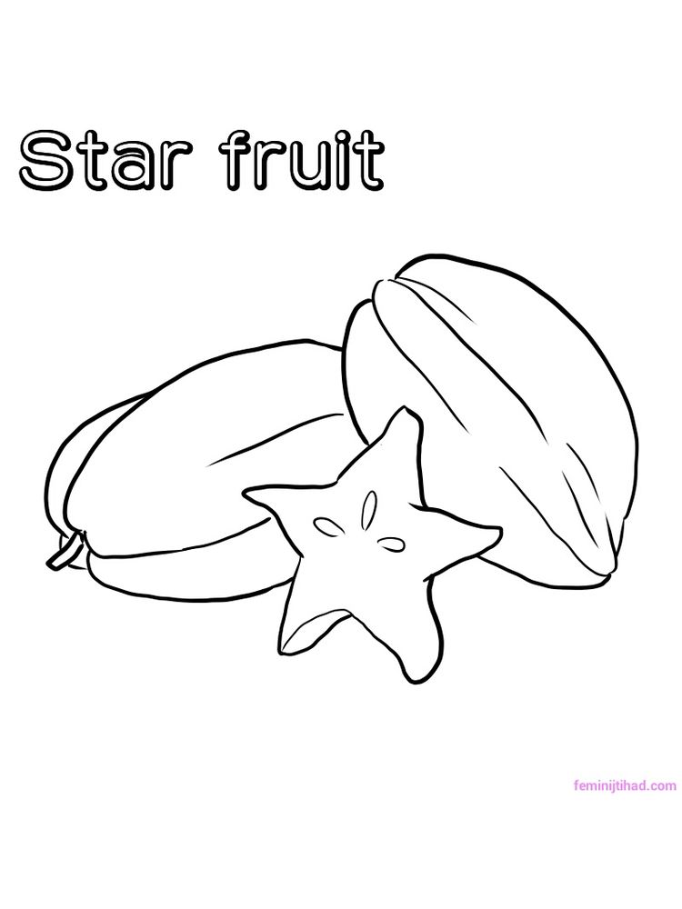 free star fruit coloring pages printable