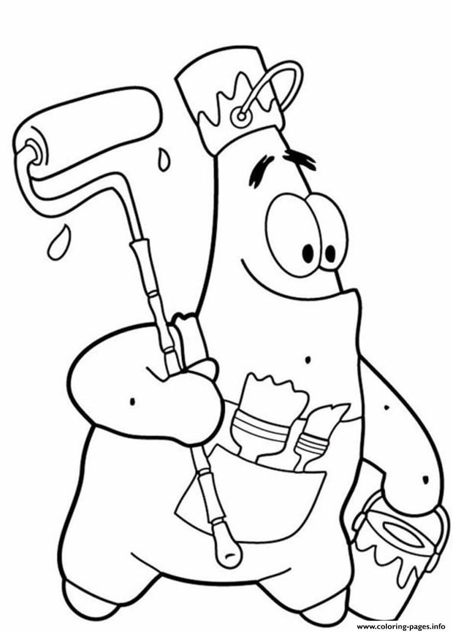 Patrick Painting Spongebob Coloring Pages