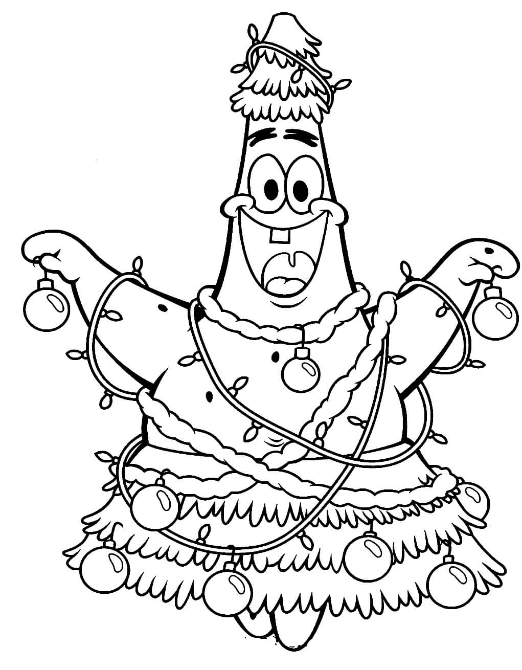 Patrick Star Coloring Pages For Christmas