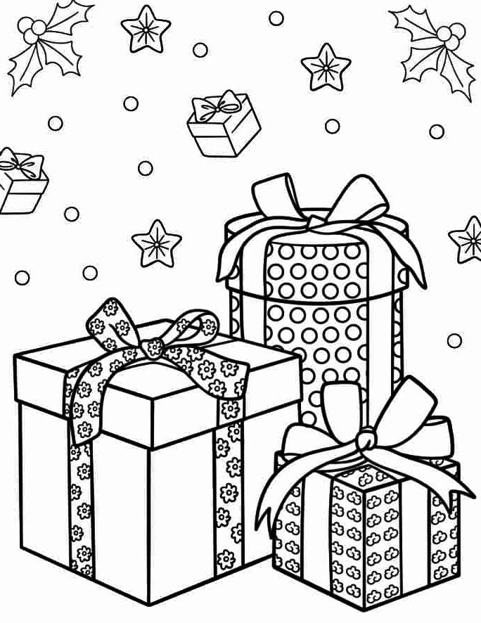 Christmas Presents With Large Bows Coloring Page