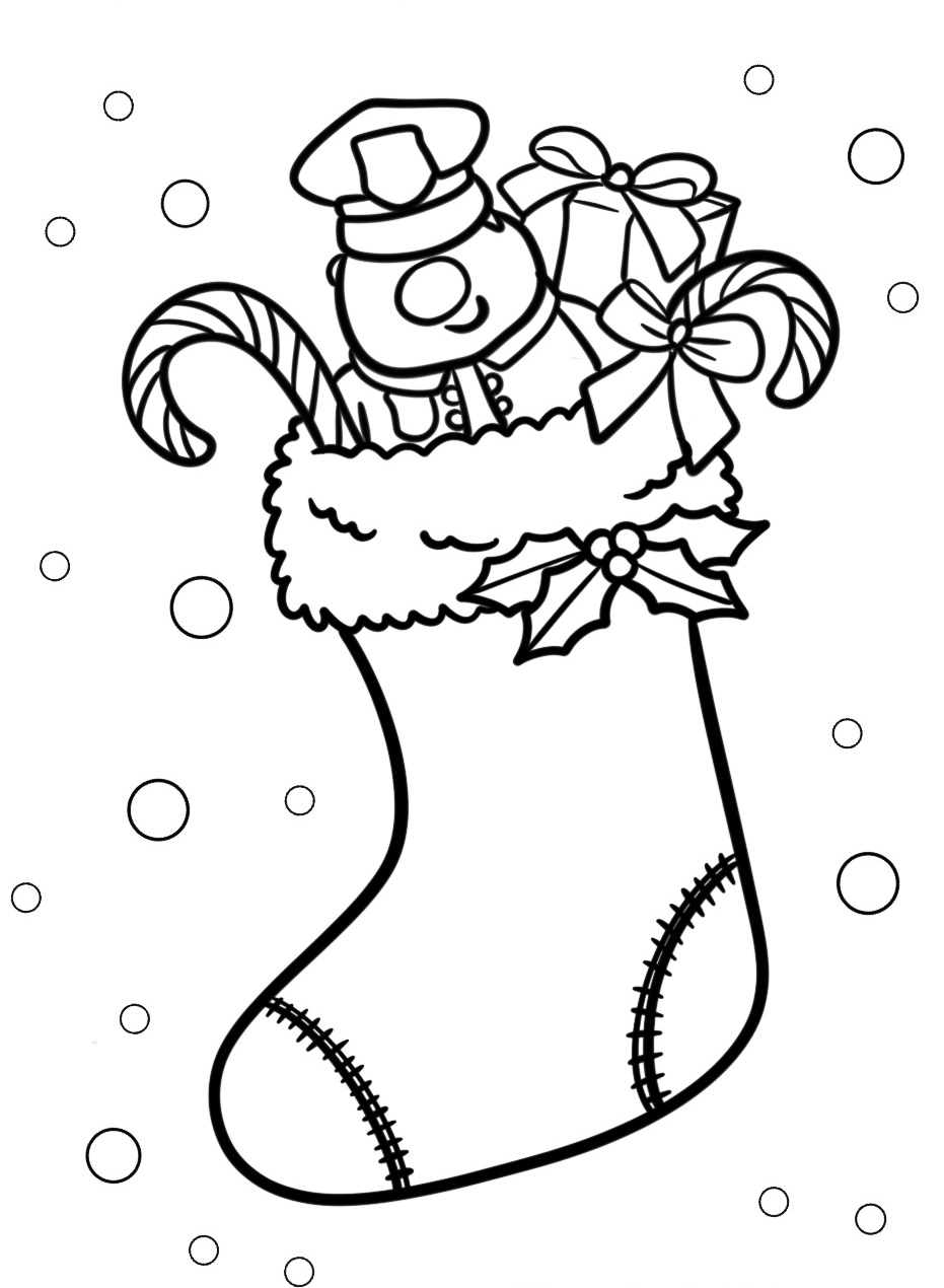 Christmas Stocking Filled with Toys Coloring Pages