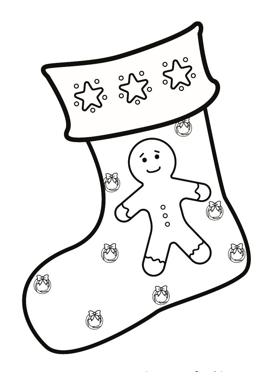 Christmas Stocking with Gingerbread Man Coloring Pages