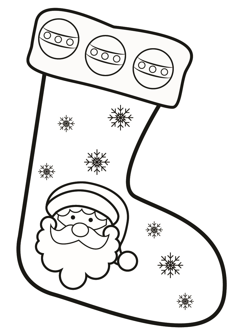 Christmas Stocking with a Santa Claus Coloring