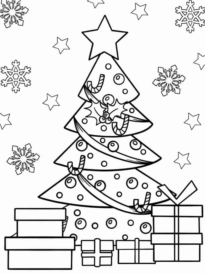 Christmas Tree With Presents Coloring Page