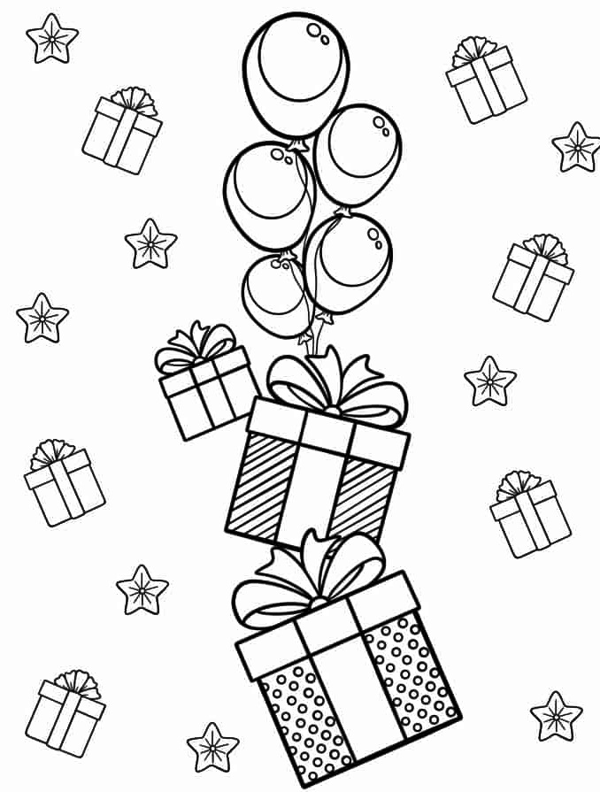 Coloring Of Balloons And Presents