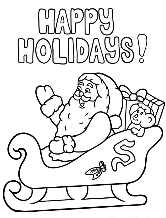 Coloring Page Santa In His Sleigh