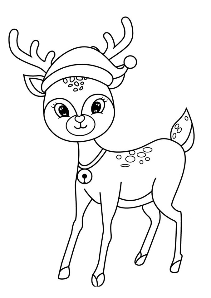 Cute Christmas Reindeer Coloring Pages