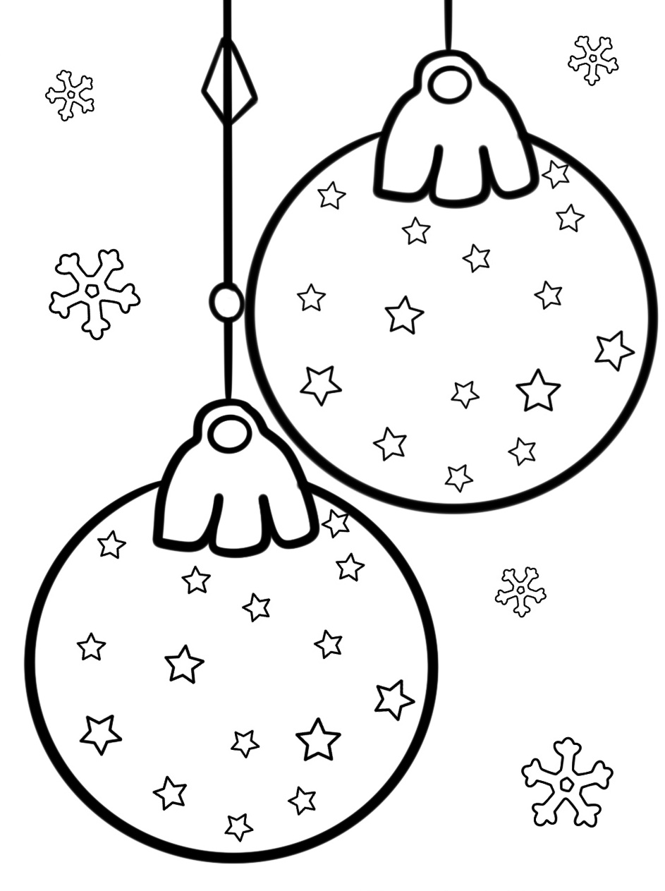 Download Cute Round Christmas Ornament with Stars Coloring