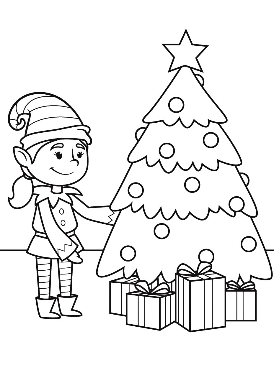 Female Christmas Elf Coloring Pages