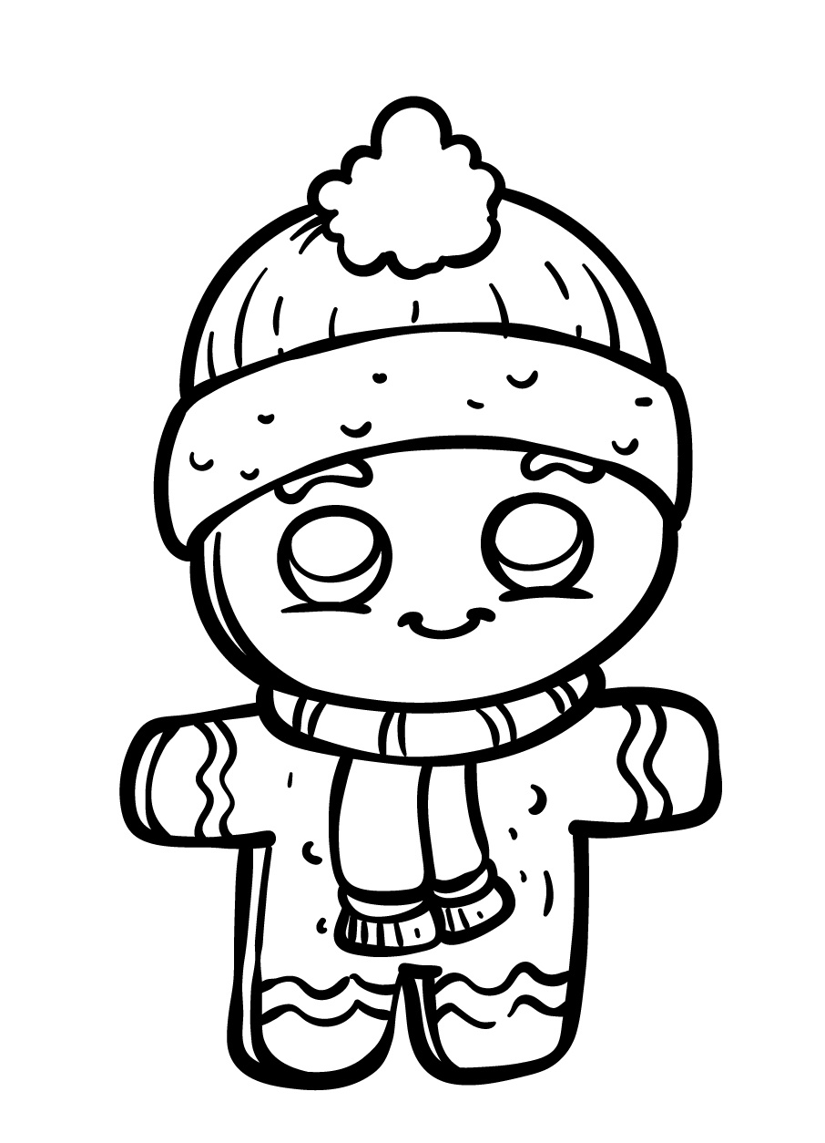 Gingerbread Cute Coloring Page