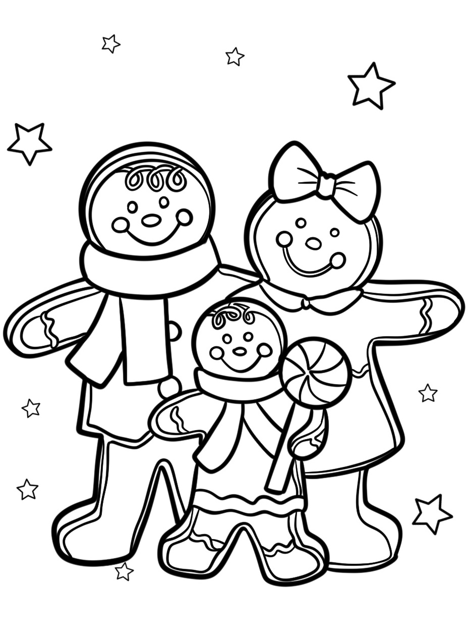 Gingerbread Man Family Coloring