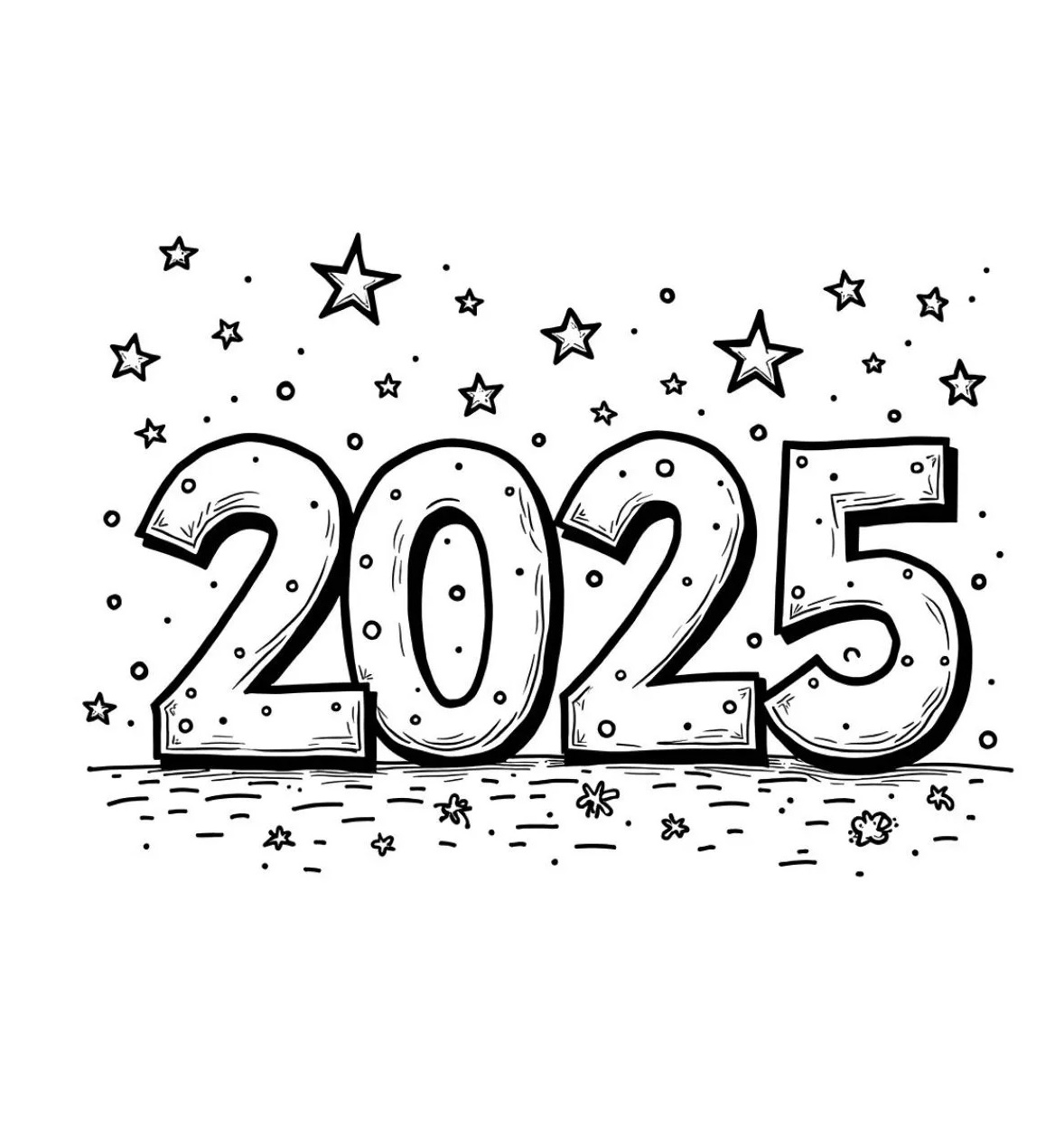 Happy New Year Coloring Page 2025